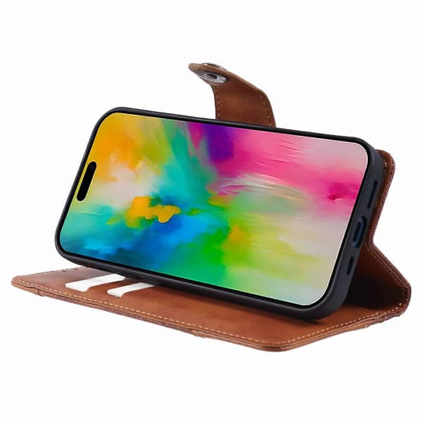 För iPhone 16 Pro Ställfodral Splitsat Läder Flip Telefonfodral med Plånbok
