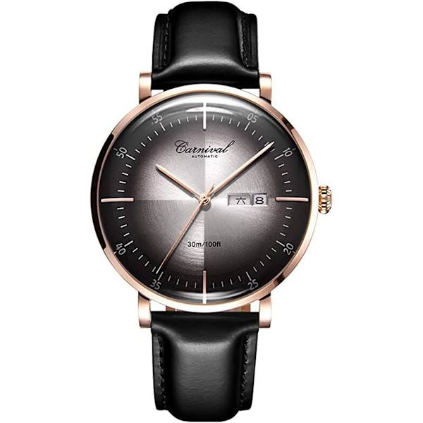 Lyxiga Klockmärken Automatisk Klocka Herr Läderarmband Casual Business Datumklocka