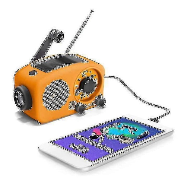 Bärbar Handvevsradio Nödradio med Handvev Solcellsdriven Miniradio Mobilladdare - Grön