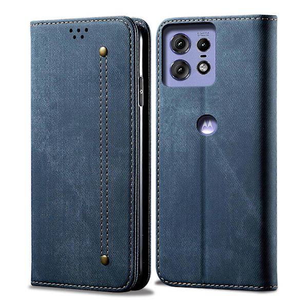 För Motorola Edge 50 Pro 5G Fodral Läder Jeans Tyg Textur Folio Flip Telefonfodral