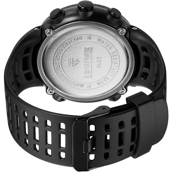 Multifunktionell herrklocka för utomhussporter, dubbel display, datum, självlysande klocka för män, PU-armband, veckodagsvisning, alarm, 50 m vattentät, avslappnad herrarmbandsur