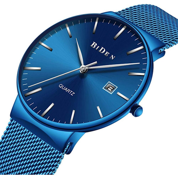 Herr Ultratunn Minimalistisk Klocka Casual Quartz Datumklocka Vattentät Rostfritt Stål Män Slim Enkel Armbandsur