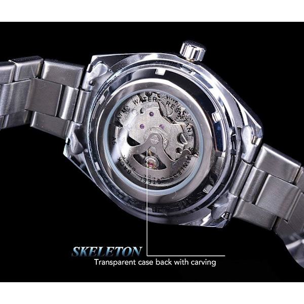 Skelettklocka Herr Automatisk Mekanisk Rostfritt Stål Sport Armbandsur Tourbillon Klocka