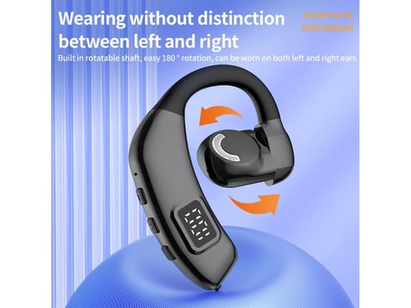 Trådlösa Hörlurar Luftledning LED-Display Körning Bluetooth Svart