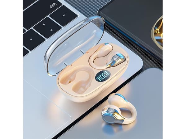 Öppna Hörlurar Benledning Inbyggd Bluetooth Beige