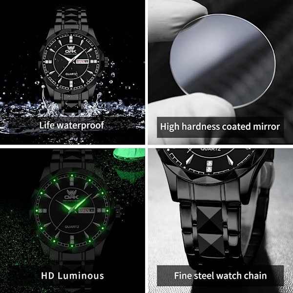 Business Klockor för Män Rostfritt Stål Kostym Herrklocka Datum Lysande Quartz Herrklocka Vattentät Elegant Gåva för Män