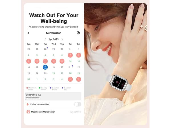 Smartwatch 1,57 tum Stegräknare Damklocka HD Full Touch Screen Android/IOS Grå