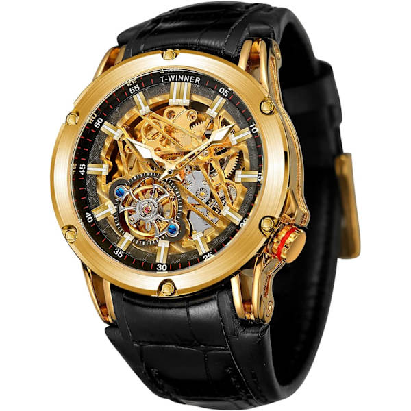 Automatisk Herrklocka Stor Urtavla Kraftfull Exotisk Självuppdragande Tourbillion Skelettklocka