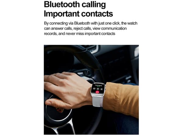 Hk80 Smartklokke med Bluetooth-samtaler, helseovervåking, musikk og sportsmoduser, grå