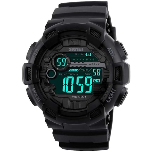 Utomhus Sportklocka Herr Multifunktion 5Bar Vattentät Rem LED Display Klockor Chrono Digital Klocka