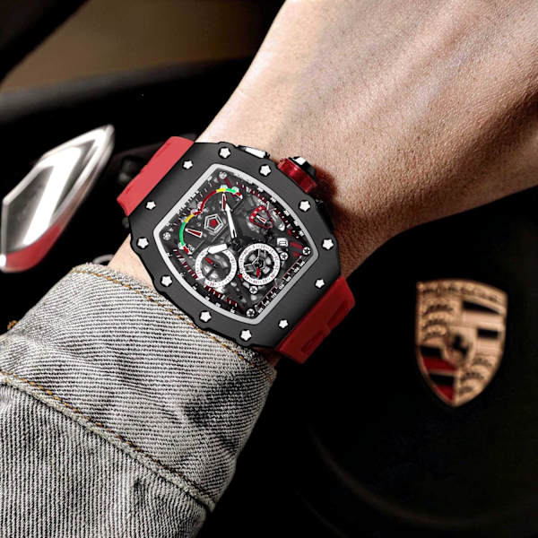 Unik Punk Armbandsur för Män Ihålig Stor Urtavla Självlysande Vattentät Sport Analog Kvarts Affärs Herrklockor Silikonrem Klänningsklocka