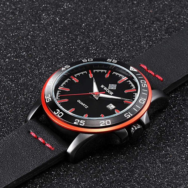 Ny Analog Herrklocka Lyx Svart Läderklocka Datum Quartzklocka Herr Sport Armbandsur