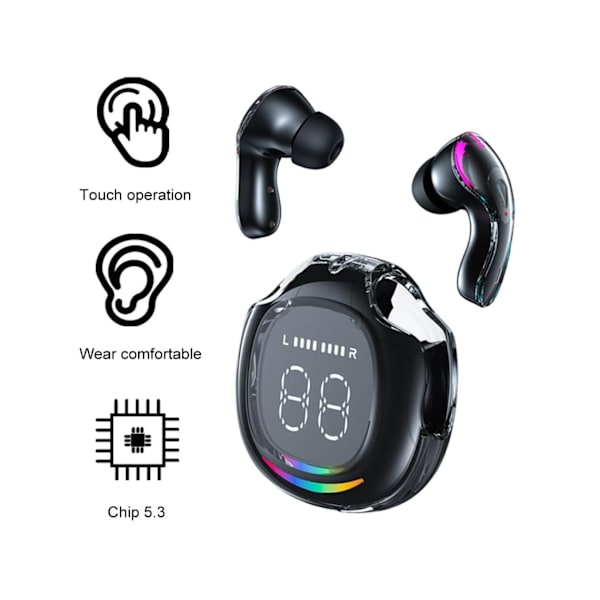Trådlösa Hörlurar Bluetooth 5.3 In-Ear Hörlurar med Trådlöst Laddningsfodral LED Strömdisplay Touchkontroll YEMAESRE