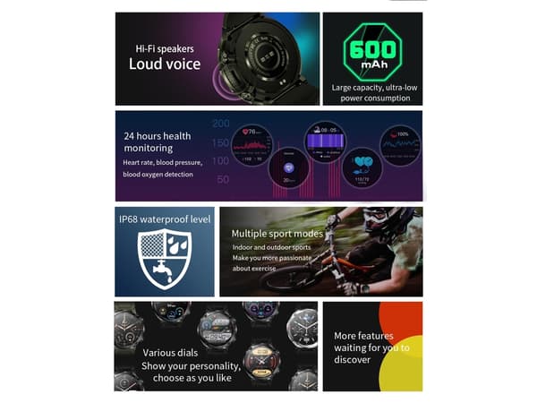 T30 Smartklokke Militær Bluetooth Anrop Svar/Ring for Android og iOS Grønn