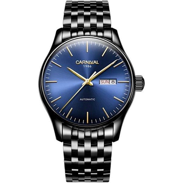 Automatiskt mekaniskt armbandsur för män i rostfritt stål, ultratunt, enkelt med dag och datum