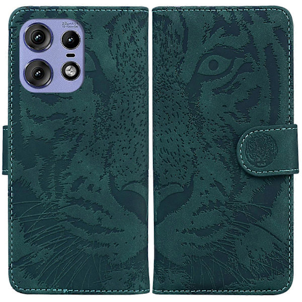Läderfodral med tigermönster för Motorola Edge 50 Pro 5G, plånboksfodral