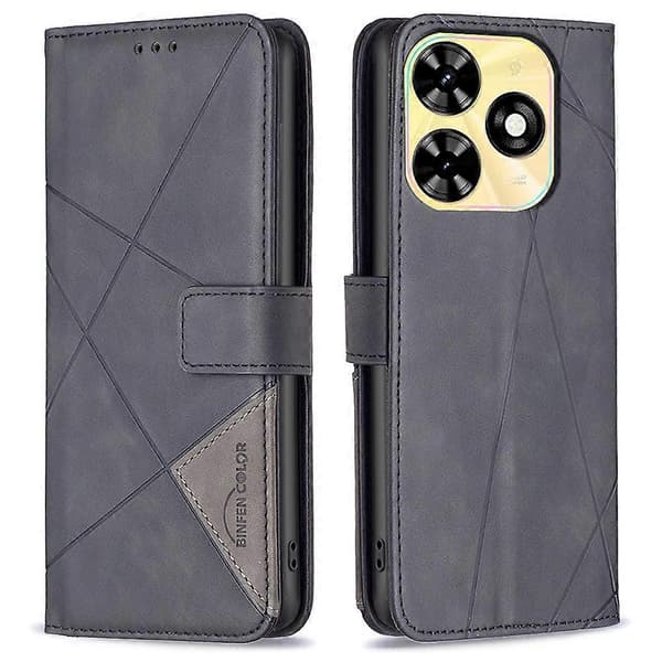 Geometrisk Linje Læder Telefon Cover til Tecno Spark 20C, Tegnebogsdesign