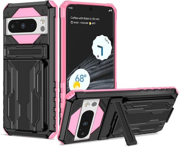 Mobilskal - Google Pixel 8 Pro - Stöttåligt - Inbyggt Ställ - Rosa Pink Google Pixel 8 Pro
