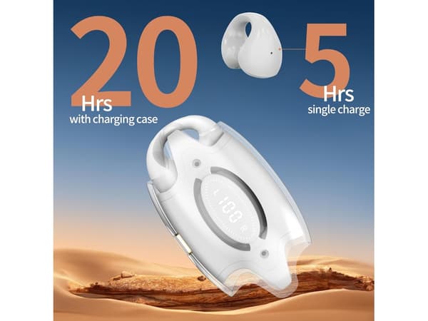 Bluetooth Öppna Öra Clip Hörlurar Vit