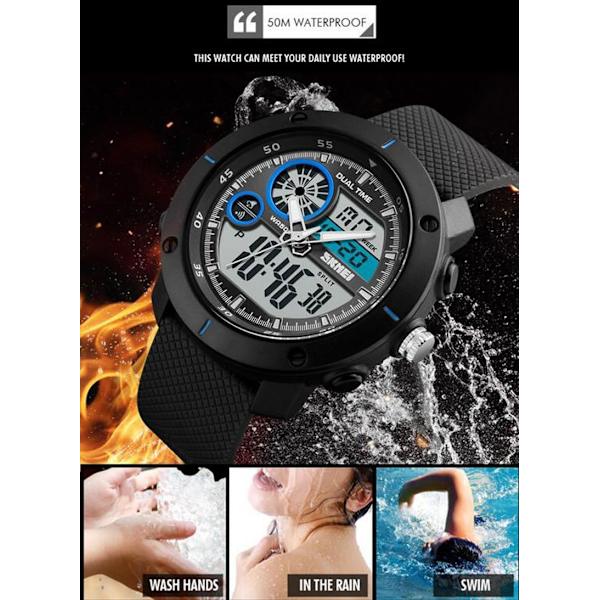 Herrklockor för utomhussporter Lyxmärke Digital Kvarts Klocka Herr Vattentät Armé Armbandsur