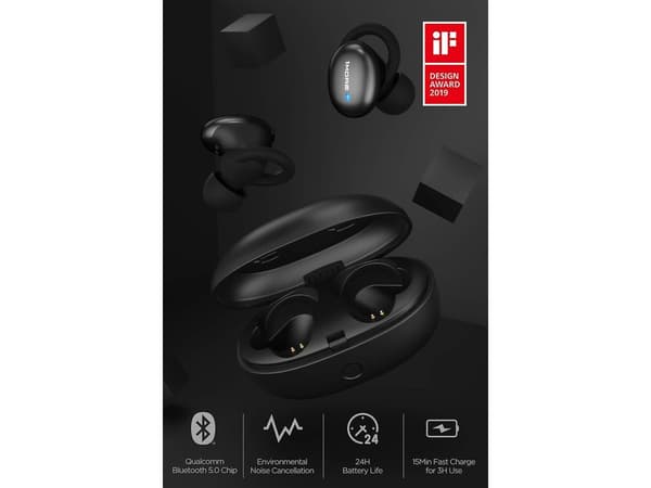 True Wireless Hörlurar Stilren Speltid Timmar Bluetooth Svart