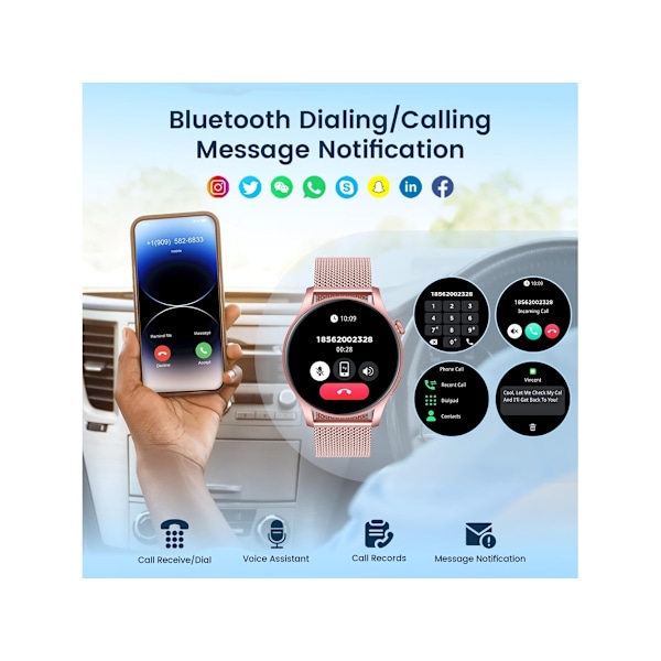 Smartklocka Dam Fitnessklocka: 1,4 Tum Cirka 3,6 Cm Amoled Touchskärm Smartklocka Svara/Ringa Samtal