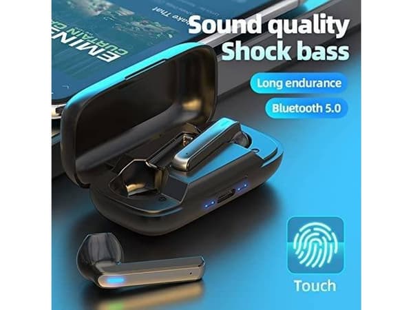 Vattentäta Bluetooth Integrerade Beröringsfria Hörlurar Svarta