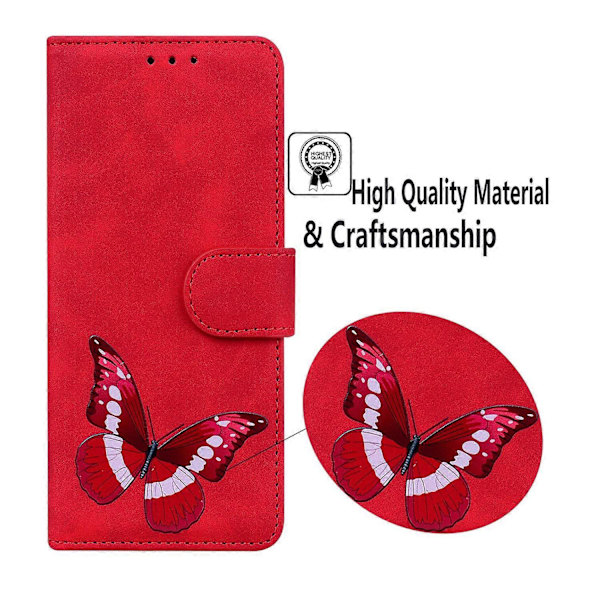 Fjärilsmönstrat PU-läderfodral med Ställ för Motorola Edge (2024) 5G
