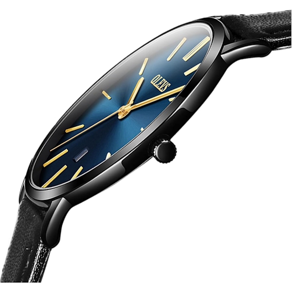 Herr Ultra-tunn Enkel Läder Quartz Klocka (Brun)