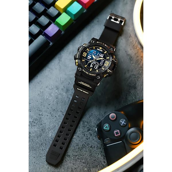 Stor Herrklocka Digital Multifunktionell Casual Dubbel Display 12H/24H Stoppur Kalender Armbandsur