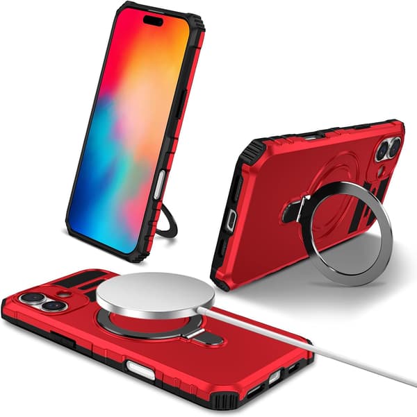 Puhelinpidike - iPhone 16 Plus - Iskunkestävä - Ohut - Sotilaskotelo Red Apple iPhone 16 Plus
