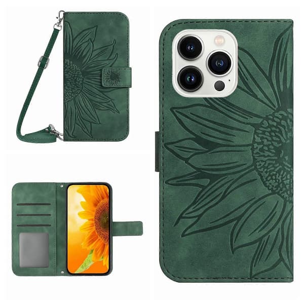 Solros Plånboksfodral Läder med Axelrem för iPhone 16 Pro Max