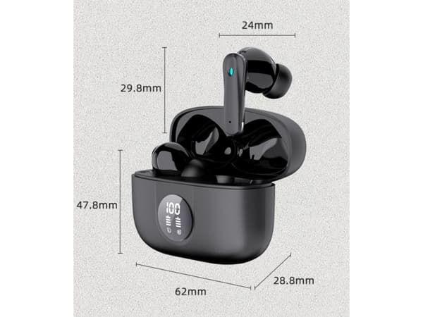 Tws Design Led Display Bluetooth Hörlurar Vattentäta Vita