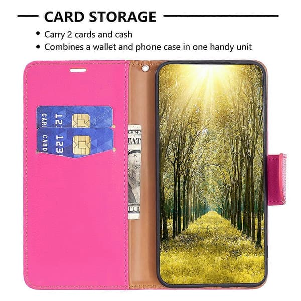 Til iPhone 16 Pro Lychee Tekstur Ensfarvet Læder Wallet Case Flip Cover