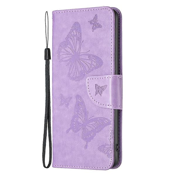 Plånboksfodral i läder med fjärilstryck för iPhone 16 Pro Max
