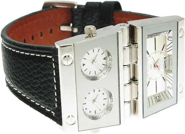 9525 Herrklocka Analog Svart Läderrem 3 Sub-urtavlor