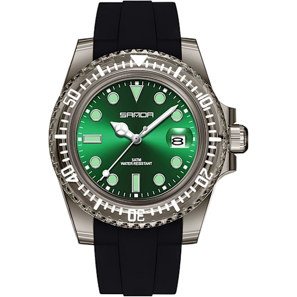Sportklockor för utomhusbruk Unisex Silikonklocka Casual Roterande Boett Lysande Datum Armbandsur Vattentät Analog Display