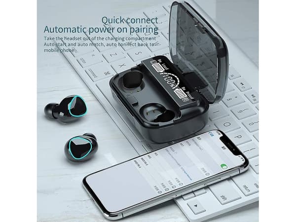 Touch Control Stereo Brusreducering True Wireless Bluetooth Hörlurar Svart