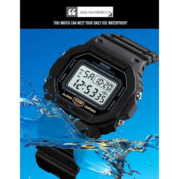 Multifunktionell Digital Sportklocka Herr Armbandsur Retro Herrklockor