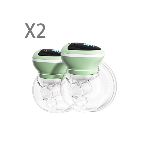 2 st Elektrisk Bröstpump 150ml Mjölkuppsamlare 3 Lägen och 9 Nivåer Justering, YEMAESRE (Grön)