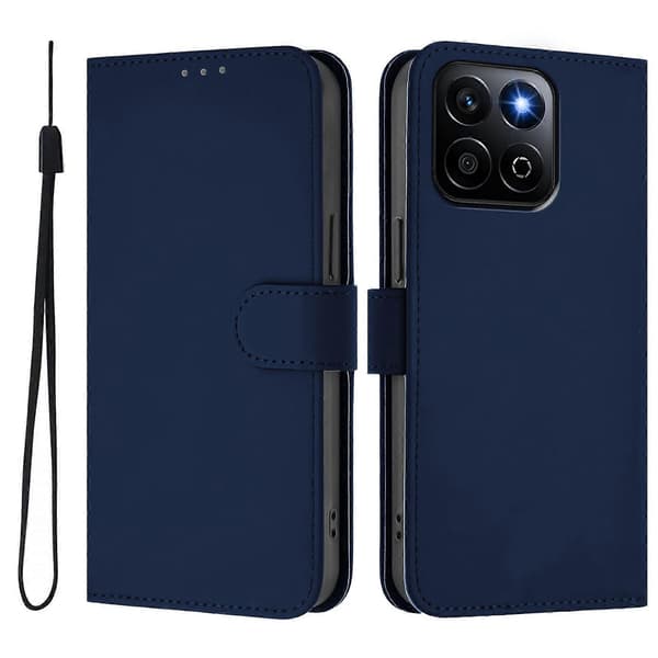 Til Honor X7c 4G/Honor 200 Smart 5G/Honor X7c 5G Solid Farve Flip Læder Wallet Case med Rem