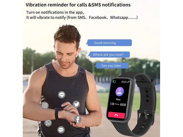 1,47 tommer HD Touch Screen Smartwatch IP67 Vandtæt Søvnovervågning Blodiltmåler til Android