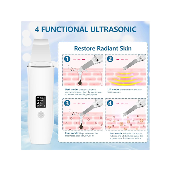 Djuprengörande Hudvårdsverktyg Ultraljuds Blackhead Remover med 4 Lägen USB Uppladdningsbar för Hud Impec YEMAESRE