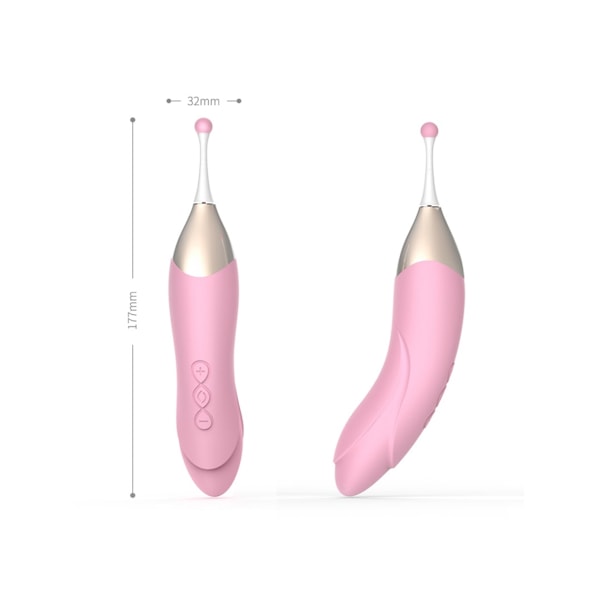 USB Uppladdningsbar Dubbelhuvad Multi-Frekvens Vattentät Vibrator För Kvinnor (Rosa)