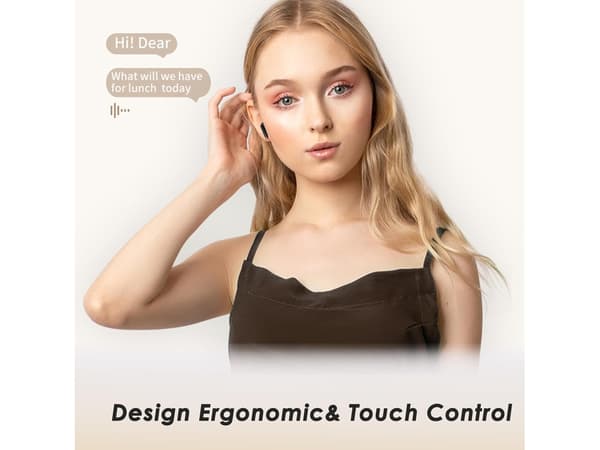 Trådlösa Hörlurar Touch Hifi Stereo Ljud Samtal Tyg Bluetooth Vit