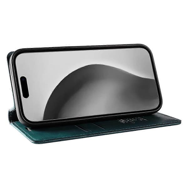 Plånboksfodral i läder med magnetlås för iPhone 16 Pro Max