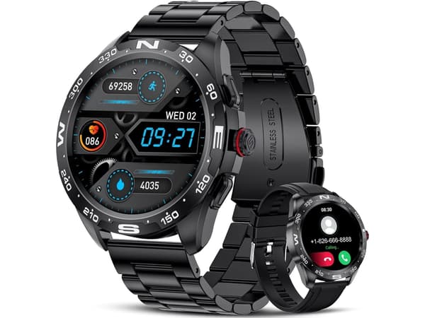 Smartwatch til Android iOS Bluetooth Opkald/Tekstpåmindelse/Stemmehøjttaler Aktivitetsmåler med Pulsmåling