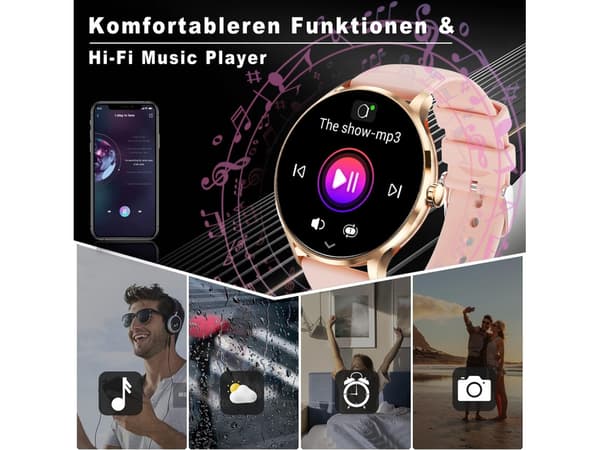 Älykello Qs80 1,39 tuumaa Bluetooth 5.2 Tft Täysi Kosketus Ip67 Iphone Android Pinkki