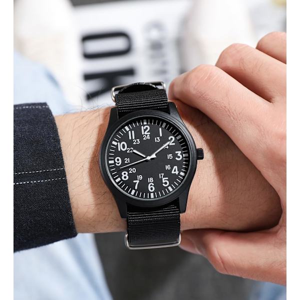 Unisex Nylonarmband Kvarts Analog Armbandsur Herrklocka Lysande Vattentät Casual Sport Damklocka Minimalistisk Lättläst för Kvinnor Män