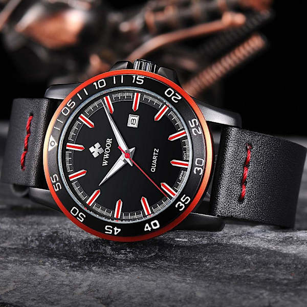 Ny Analog Herrklocka Lyx Svart Läderklocka Datum Quartzklocka Herr Sport Armbandsur
